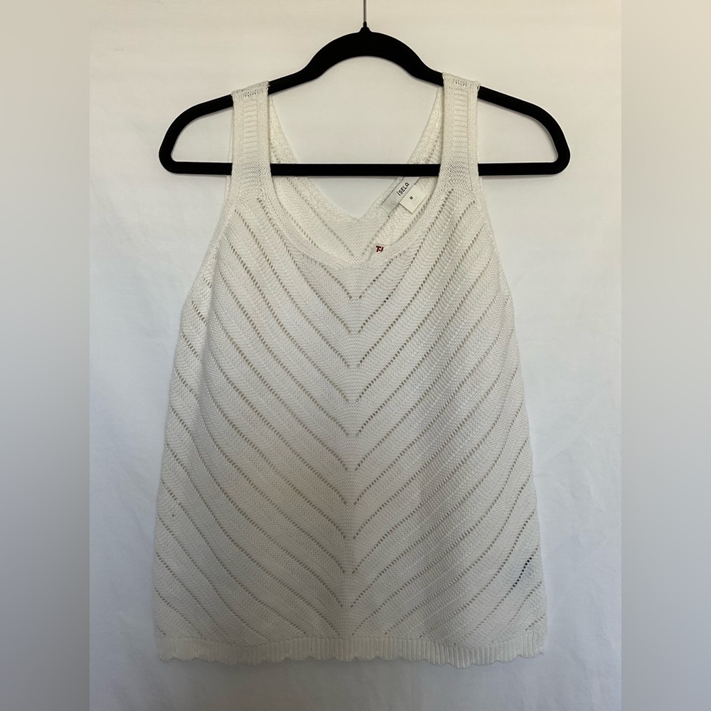 White Cropped Ribbed Tank Top - Picture 2 of 5
